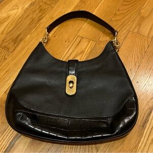 Vintage Coach Signature Buckled Demi hobo purse bag - Black Red Reptile Handle